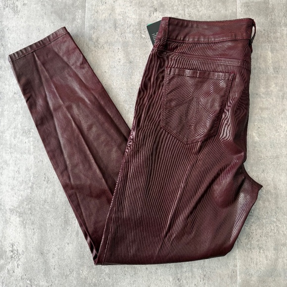 Denim - Level 99 Women's 11/12 Liza Lux Red Wax Coated Mid Rise Skinny Jeans Chic NWT